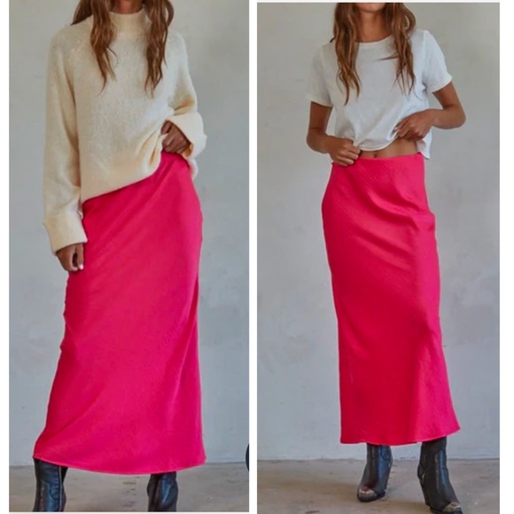 By Together Dresses & Skirts - BY TOGETHER Gala Satin Skirt - Hot Pink